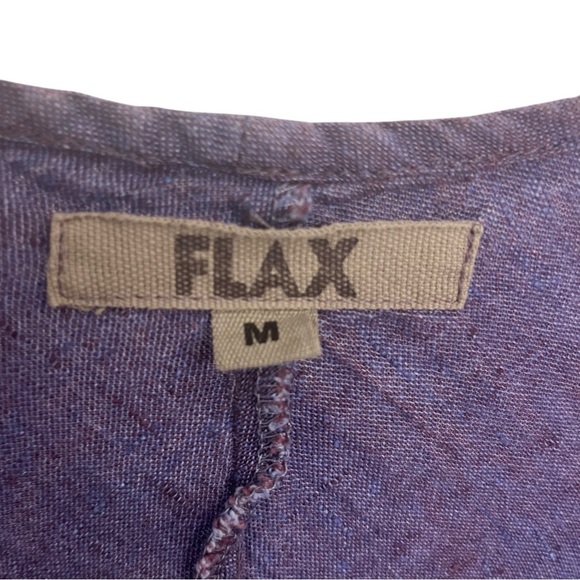 Flax 100% Linen Periwinkle Blue Short Sleeve Scooped Neck Top Sz M - Picture 8 of 11